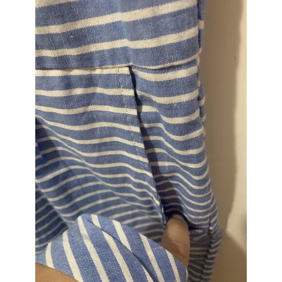 OC Order Plus Linen Jumpsuit Wide Leg Pantsuit Romper Blue Striped Beach Boho L‎ - Picture 12 of 16